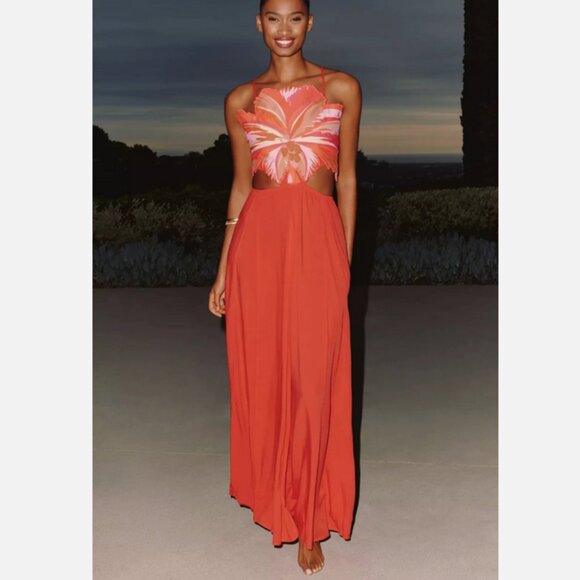 Anthropologie Maaji Boho Sunrise Owen Midi Dress Coral 2X NWT Plus Size 242$ - Picture 4 of 6